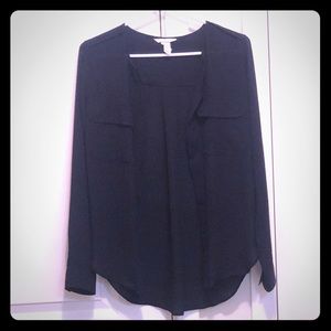 H&M black button up blouse